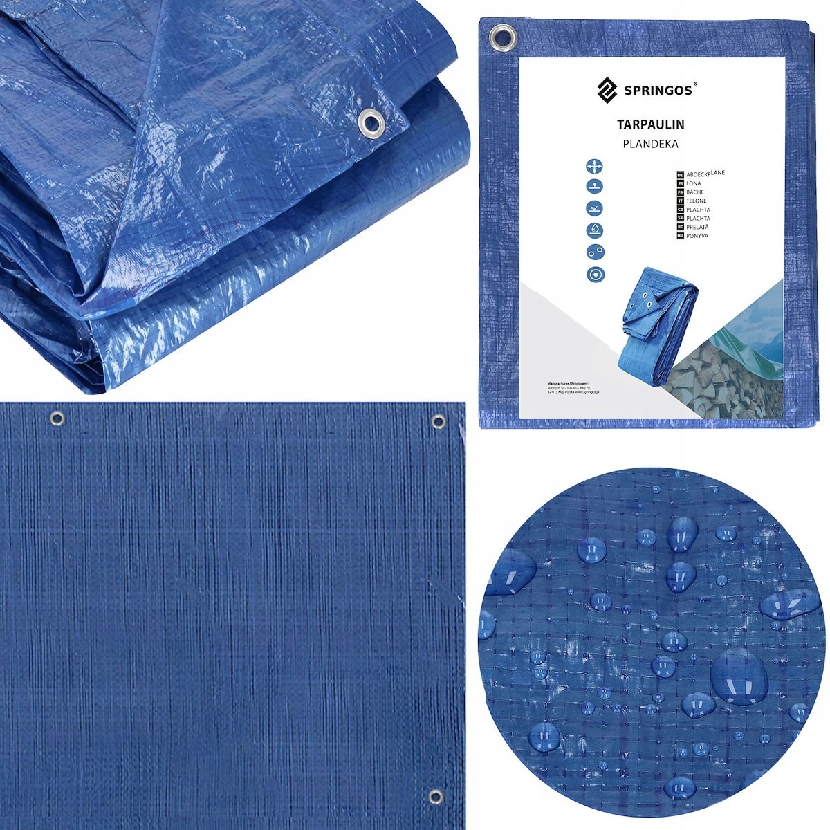 Odolná mrazuvzdorná plachta 3x3m, 60g/m2, modrá - Springos